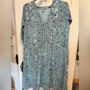 Women’s Printed V-Neck dress- Mint Green, black & Gray
